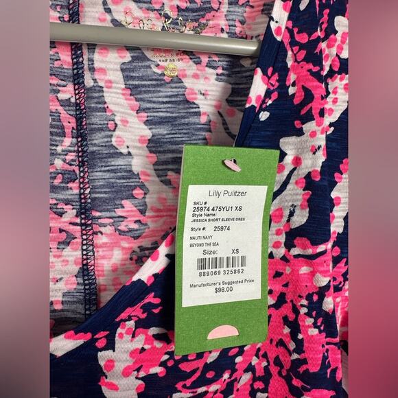 NWT Lilly Pulitzer Short Sleeve Jessica Beyond The Sea Nauti Blue Dress XS - Picture 6 of 7